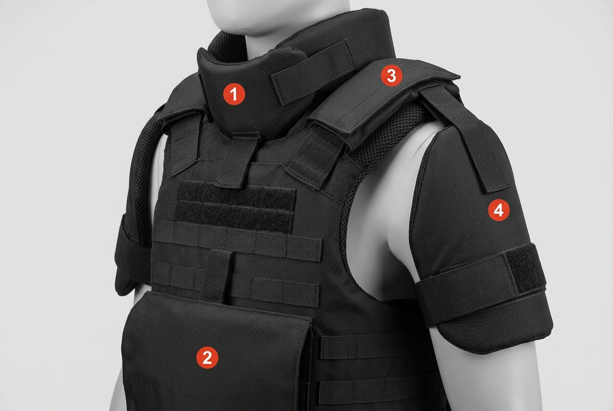 Tactisch vest bescherming keel/kruis/kraag/biceps 1